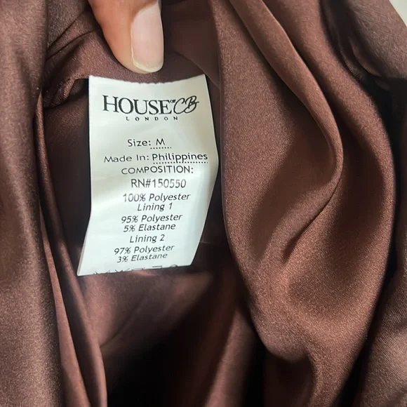 House of CB Faye Satin Pleated Corset Mini Dress in Chocolate Brown Dress Size M - Picture 6 of 14